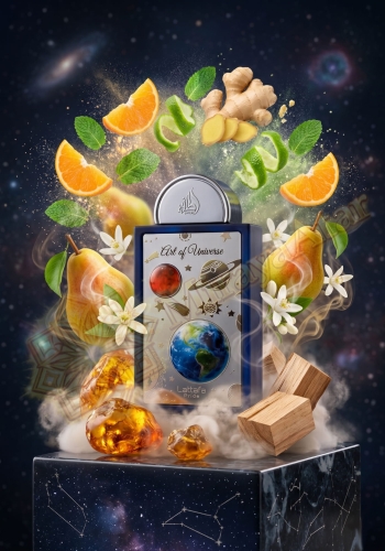 Odlewka Art of Universe w Miraya Atar zachwyca świeżą, cytrusowo-owocową kompozycją. Pomarańcza, limonka, gruszka i imbir łączą się z miętą oraz białymi kwiatami, opierając się na ciepłej bazie z piżma, bursztynu i cedru.