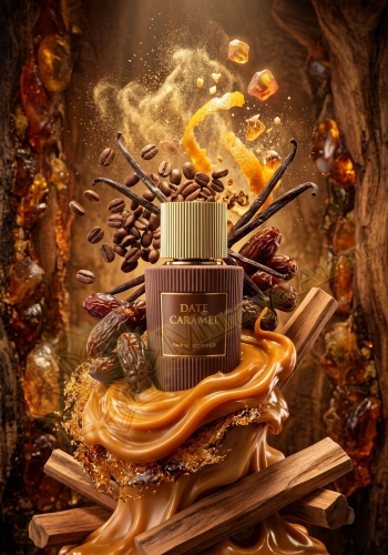 Odlewka Date Caramel jest dostępna w Miraya Atar. Daktyle, kawa i pomarańcza łączą się z karmelem, cukrem i benzoesem na bazie z wanilii, bursztynu oraz drzewa sandałowego, tworząc głęboką kompozycję gourmand.