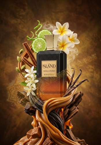 Odlewka Island Vanilla Dunes w Miraya Atar zachwyca słodką kompozycją gourmand. Bergamotka, cynamon i kardamon łączą się z tropikalną plumerią i białymi kwiatami na kremowej bazie z praliny, bursztynu i piżma.