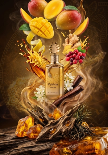 Odlewka Ophidian Mango Bliss jest dostępna w Miraya Atar zachwyca tropikalno-drzewną kompozycją. Soczyste mango, cytryna, imbir i jagody łączą się z jaśminem na głębokiej bazie z agaru (oud), cypriolu, bursztynu oraz piżma.