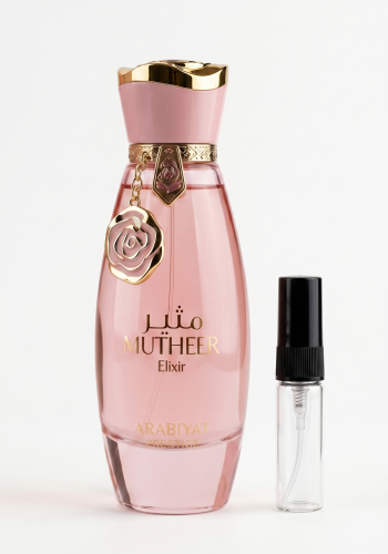 Odlewka Mutheer Elixir jest do kupienia w sklepie Miraya Atar, zachwycając wykwintną, słodką kompozycją. Soczysta gruszka i czarna porzeczka łączą się z eleganckim irysem, konwalią, płynnym karmelem oraz czekoladą, tworząc niezwykle zmysłowy zapach.
