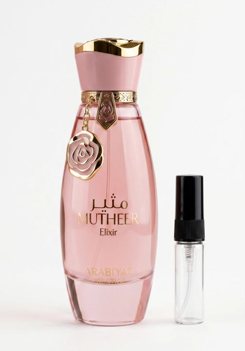 Odlewka Mutheer Elixir jest do kupienia w sklepie Miraya Atar, zachwycając wykwintną, słodką kompozycją. Soczysta gruszka i czarna porzeczka łączą się z eleganckim irysem, konwalią, płynnym karmelem oraz czekoladą, tworząc niezwykle zmysłowy zapach.
