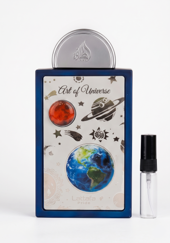 Odlewka Art of Universe w Miraya Atar zachwyca świeżą, cytrusowo-owocową kompozycją. Pomarańcza, limonka, gruszka i imbir łączą się z miętą oraz białymi kwiatami, opierając się na ciepłej bazie z piżma, bursztynu i cedru.