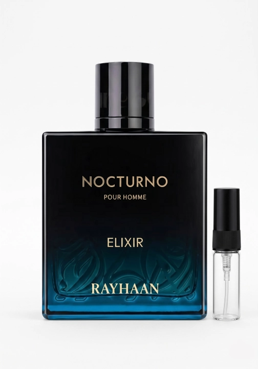 Odlewka Nocturno Elixir jest dostępna w Miraya Atar. Skórka cytryny, bergamotka, mięta i bylica łączą się z lawendą, geranium oraz soczystym ananasem na gładkiej bazie z drzewa sandałowego, tworząc intrygujący, męski zapach.