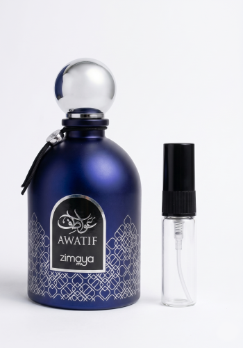 Odlewka Awatif Pour Homme jest dostępna w Miraya Atar. Cytrusy, czarna porzeczka, kolendra, mięta i pomarańcza łączą się z bazylią, morelą oraz różą na bazie z ambrette, daktyli i figi, tworząc bogaty, owocowo-świeży zapach.