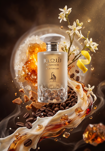 Odlewka Shahoor Platinum jest dostępna w Miraya Atar. Aromatyczna kawa, amaretto, cytryna, słodycze i rum łączą się z nutami kremowymi, wanilią, kwiatem pomaranńczy oraz mlekiem na bazie z cukru, ambry, benzoesu i piżma, tworząc wyjątkowy zapach gourmand.