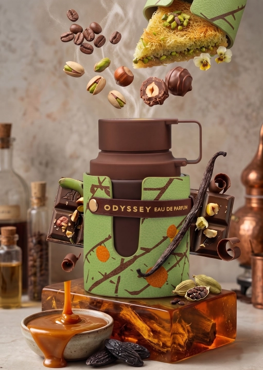 Odlewka Dubai Chocolat jest dostępna w Miraya Atar. Aromatyczna kawa, pistacja, orzech laskowy, pralina i kunafa łączą się z czekoladą, wanilią oraz kardamonem na słodkiej bazie z karmelu, tonki i drzewa bursztynowego, tworząc pyszny zapach gourmand.