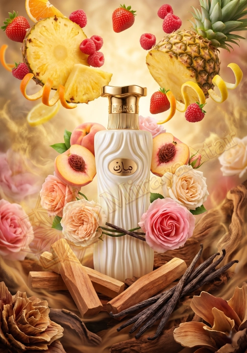 Odlewka Marin jest dostępna w Miraya Atar. Ananas, truskawka, malina i cytrusy łączą się z brzoskwinią oraz różą na bazie z drzewa sandałowego, wanilii i nut drzewnych. Tworzą niezwykle radosny, owocowo-drzewny zapach.