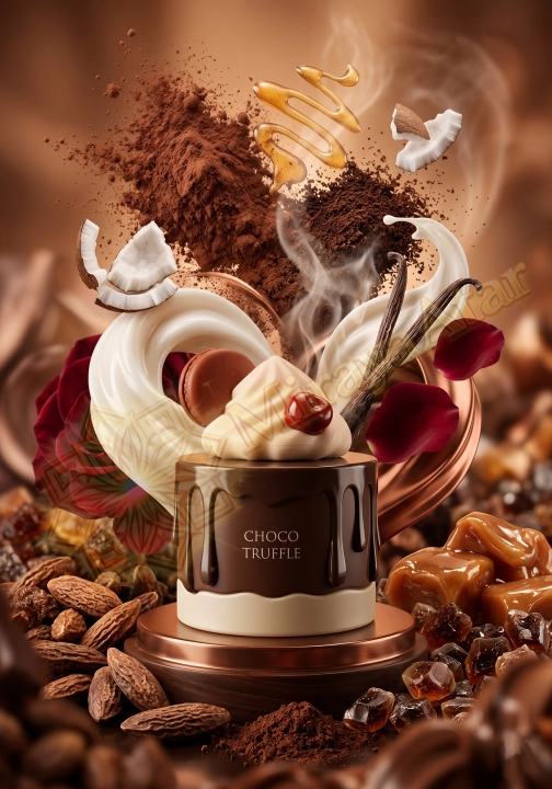 Odlewka Choco Truffle jest dostępna w Miraya Atar. Czekolada, kokos, kawa i miód łączą się z laktonami, wanilią oraz różą na bazie ze słodkich nut i fasolki tonka. Tworzą niezwykle głęboki, wybitnie deserowy zapach.
