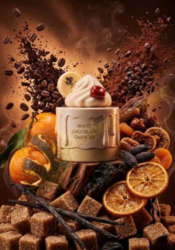 Odlewka White Chocolate Ganache jest dostępna w Miraya Atar. Gorzka pomarańcza i palone ziarna kawy łączą się z suszonymi owocami, fasolką tonka oraz kakao na bazie z wanilii. Tworzą niezwykle bogaty, głęboki i wykwintny zapach.