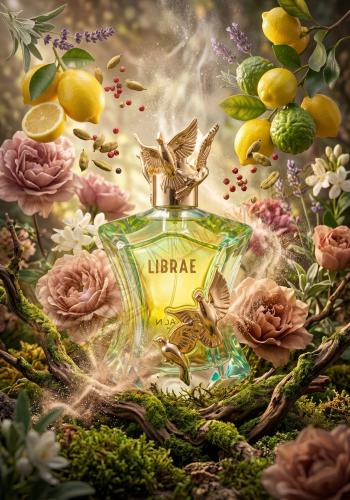 Perfumy Librae są dostępne w Miraya Atar. Nuty aromatyczne, przyprawowe i cytrusy łączą się z nutami pudrowymi, kwiatowymi oraz drzewnymi na bazie z drzewa sandałowego, piżma i mchu, tworząc harmonijny zapach.