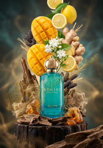 Odlewka Gemini Pour Femme jest dostępna w Miraya Atar. Mango, cytryna i imbir łączą się z kumaryną oraz jaśminem na bazie z piżma, ambry i agaru (oud). Tworzą niezwykle intrygujący, orientalno-owocowy zapach.