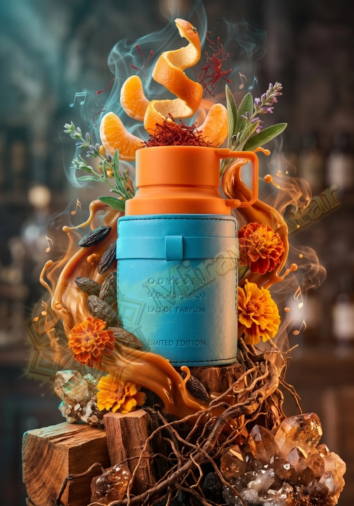 Odlewka Odyssey Mandarin Sky jest dostępna w Miraya Atar. Mandarynka, pomarańcza, szafran i szałwia łączą się z karmelem, fasolką tonka oraz aksamitką na bazie z ambroksanu, cedru i wetywerii. To słodki, cytrusowo-drzewny zapach.