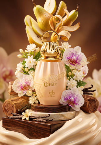 Odlewka Creme (Al Wataniah) jest dostępna w Miraya Atar. Gruszka i banan łączą się z jaśminem wielkolistnym oraz orchideą na bazie z wanilii i drzewa sandałowego. To niezwykle kremowy, słodki i otulający zapach.