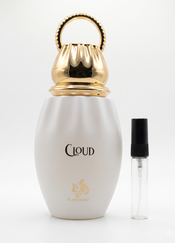 Odlewka Cloud jest dostępna w Miraya Atar. Owoce tropikalne, cytrusy, jabłko i nuty morskie łączą się z kwiatem pomarańczy, fiołkiem, brzoskwinią, morelą i truskawką na bazie z wanilii, sandałowca, maliny i bursztynu. To radosny, owocowy zapach.
