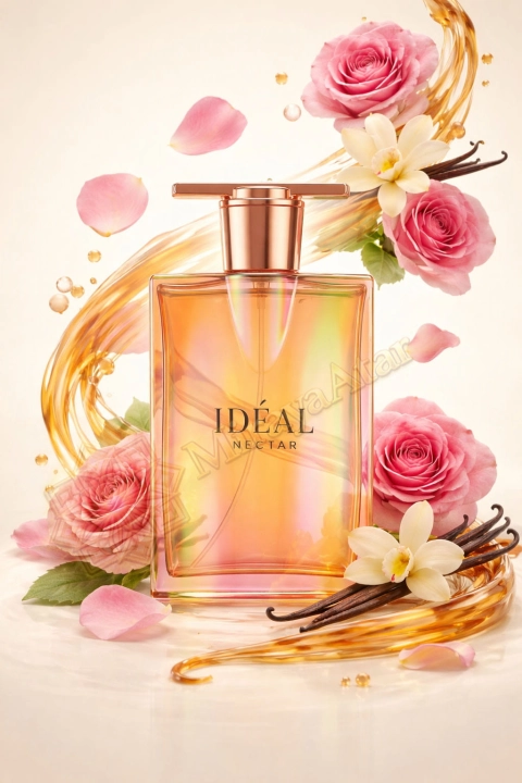 Odlewka Idéal Nectar jest dostępna w Miraya Atar. Róża turecka, z Grasse oraz majowa łączą się w sercu z chrupiącym popcornem na słodkiej bazie z wanilii i karmelu, tworząc niezwykle kuszącą, kwiatowo-gourmand kompozycję.