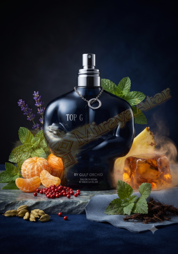 Odlewka Top G (Gulf Orchid) jest dostępna w Miraya Atar. Mandarynka, pomarańcza, bergamotka, ananas i mięta łączą się z kardamonem oraz paczulą na bazie z zamszowej skóry, ambry i piżma. To niezwykle męski, intensywny i charakterystyczny zapach.