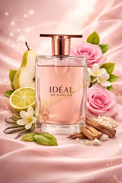 Odlewka Idéal de Parfum jest dostępna w Miraya Atar. Soczysta gruszka i bergamotka łączą się z elegancką różą oraz jaśminem na klasycznej bazie z paczuli, białego piżma, cedru i wanilii, tworząc wyjątkowo kobiecą kompozycję.