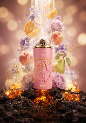 Odlewka Ode to Rosé Royale jest dostępna w Miraya Atar. Pomarańcza, brzoskwinia i gruszka łączą się z fiołkiem, piwonią oraz piżmem na bazie z wanilii, wetywerii i bursztynu.