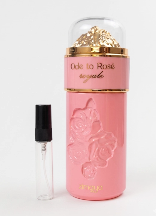 Odlewka Ode to Rosé Royale jest dostępna w Miraya Atar. Pomarańcza, brzoskwinia i gruszka łączą się z fiołkiem, piwonią oraz piżmem na bazie z wanilii, wetywerii i bursztynu.