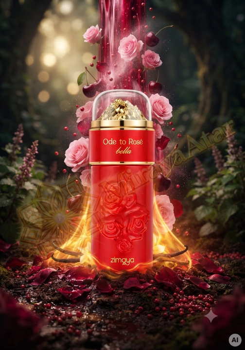 Odlewka Ode to Rosé Bella jest dostępna w Miraya Atar. Wiśnia i róża łączą się z różowym pieprzem oraz fasolką tonka na bazie z paczuli, wanilii i piżma.
