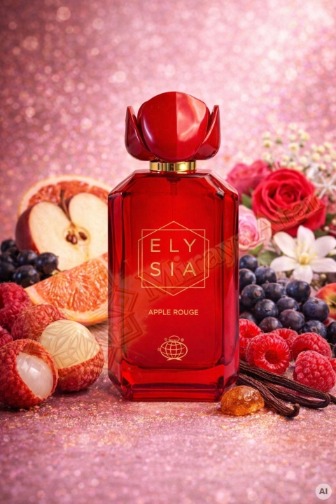 Odlewka Elysia Apple Rouge jest dostępna w Miraya Atar – to soczysta fuzja czerwonego jabłka, litchi i malin z czarną porzeczką, otulona bukietem róż na ciepłej bazie z wanilii. Ten zmysłowy zapach zachwyca owocową, wyjątkowo głęboką słodyczą.