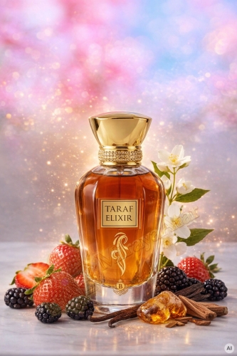 Odlewka Taraf Elixir jest dostępna w Miraya Atar i zachwyca swoją zmysłową, słodką kompozycją. Soczyste truskawki oraz jeżyny przeplatają się z nutami ciepłej wanilii, ambry i subtelnych białych kwiatów, tworząc niezwykle elegancki zapach.