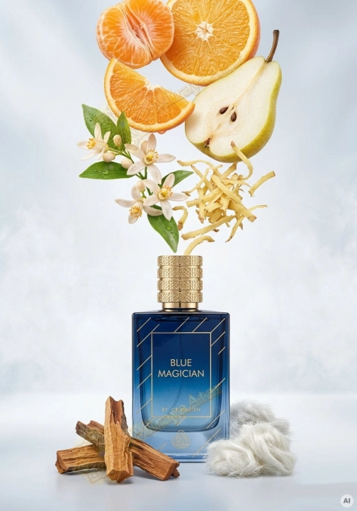 Odlewka Blue Magician jest dostępna w Miraya Atar. Soczysta mandarynka, pomarańcza i gruszka łączą się z kwiatem pomarańczy oraz pikantnym imbirem na bazie z akigalawood i białego piżma, tworząc niezwykle świeżą kompozycję.