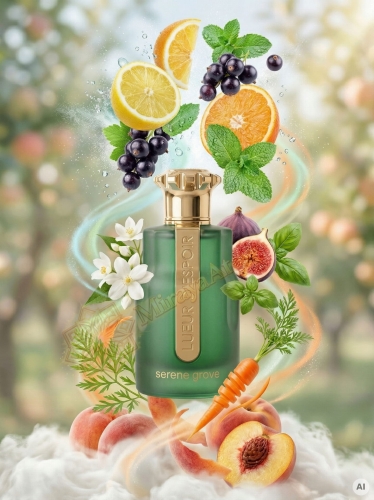 Odlewka Lueur D'Espoir Serene Grove jest dostępna w Miraya Atar. Cytryna, mięta, czarna porzeczka i pomarańcza łączą się z figą, jaśminem, bazylią i marchewką na bazie z piżma i brzoskwini, tworząc niezwykle odświeżający zapach.
