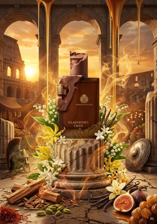 Odlewka Gladiator's Oath jest dostępna w Miraya Atar. Kardamon i szafran łączą się z konwalią, ylang-ylang oraz jaśminem na słodkiej bazie z wanilii, karmelu, bursztynu i sandałowca, tworząc głęboki, szlachetny zapach.