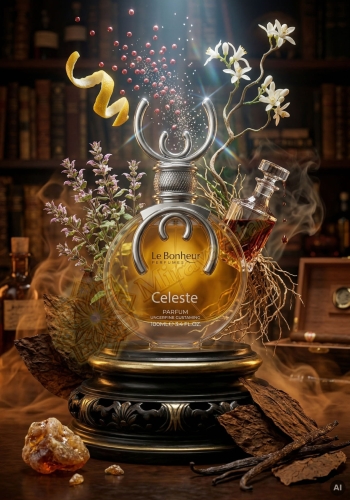 Odlewka Celeste jest dostępna w Miraya Atar. Różowy pieprz, neroli i cytryna łączą się z szałwią muszkatołową, wetywerią oraz rumem na głębokiej bazie z wanilii, tytoniu i styraksu, tworząc wyrazisty, otulający zapach.