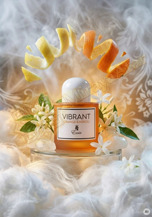 Odlewka Vibrant Orange &amp; Neroli jest dostępna w Miraya Atar. Mandarynka i kalifornijska cytryna łączą się z neroli oraz jaśminem na lekkiej bazie z waty cukrowej i białego piżma, tworząc radosną, cytrusowo-słodką kompozycję.