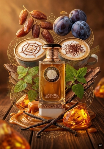 Odlewka Caramel Macchiato (z serii Coffee Collection) jest w Miraya Atar. Daktyle i śliwka łączą się z cappuccino, paczulą oraz cedrem na słodkiej bazie z karmelu, wanilii i bursztynu, tworząc głęboki, niezwykle aromatyczny zapach.