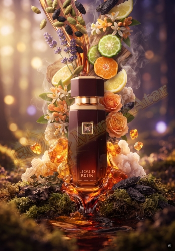 Odlewka Liquid Brun Limited Edition jest dostępna w Miraya Atar. Kardamon, lawenda i cytrusy łączą się z kwiatem pomarańczy, drzewem gwajakowym oraz różą na bazie z wanilii, fasolki tonka, bursztynu i mchu dębowego.
