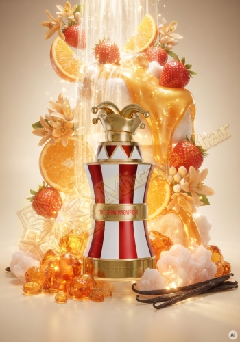 Odlewka The Show Magnifique jest dostępna w Miraya Atar. Pomarańcza i truskawka łączą się z pianką marshmallow oraz kwiatem pomarańczy na bazie z piżma i wanilii.