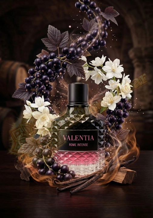 Odlewka Valentia Rome Intense jest dostępna w Miraya Atar. Owocowa czarna porzeczka łączy się z zmysłowym jaśminem na głębokiej bazie z wanilii bourbon, tworząc niezwykle elegancki, urzekający zapach.