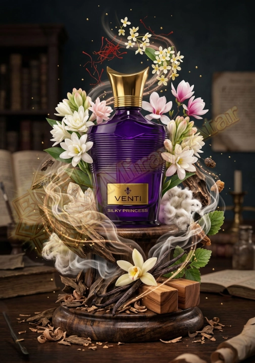 Odlewka Venti Silky Princess jest dostępna w Miraya Atar. Osmantus, szafran i magnolia łączą się z tuberozą, paczulą i oudem na bazie z kadzidła, wanilii, mirry, ambroksanu, piżma i cedru. Tworzą niezwykle głęboki, szlachetny zapach.