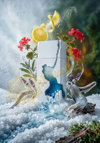 Odlewka Ravine Ice w Miraya Atar. Rześka cytryna i geranium łączą się z solą, szałwią oraz lawendą na bazie z ambroksanu, mchu i cedru, tworząc niezwykle lodową, mineralno-świeżą kompozycję.