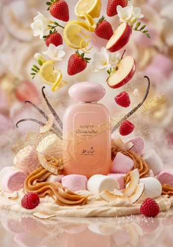 Odlewka Genzee Marshmallow  jest w Miraya Atar. Truskawka, cytrusy, jabłko i frezja łączą się z pianką marshmallow, kremem maślanym i kokosem na słodkiej bazie z cukru, wanilii, maliny i piżma, tworząc pyszny zapach gourmand.