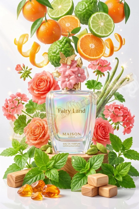 Odlewka Fairy Land jest dostępna w Miraya Atar. Energetyzująca mandarynka i bergamotka łączą się z cypriolem, geranium oraz różą na drzewnej bazie z piżma, paczuli i cedru, tworząc niezwykle urokliwą, świeżą kompozycję.