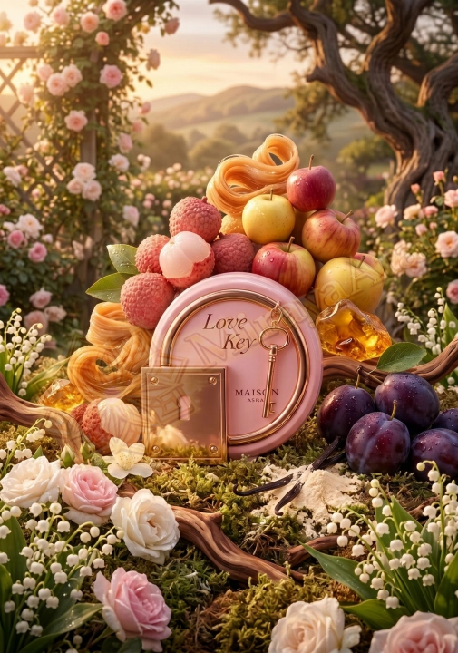 Odlewka Love Key jest dostępna w Miraya Atar. Słodkie liczi, róża i jabłko łączą się z konwalią, cedrem, karmelem oraz śliwką na bazie z ambry, piżma i wanilii, tworząc niezwykle romantyczną, owocowo-kwiatową kompozycję.