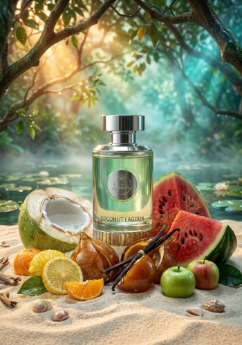 Odlewka Coconut Lagoon jest dostępna w Miraya Atar. Cytryna, mandarynka i jabłko łączą się z arbuzem oraz słodkim karmelem na tropikalnej bazie z kokosa i wanilii, tworząc niezwykle rześką, a zarazem słodką kompozycję.
