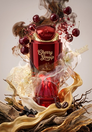 Odlewka Cherry Gossip jest dostępna w sklepie Miraya Atar, zachwycając głębokim charakterem gourmand. Soczyste, dojrzałe czereśnie łączą się z aromatyczną kawą, kremowymi nutami mlecznymi oraz wanilią i szlachetnym drewnem, tworząc otulający zapach.