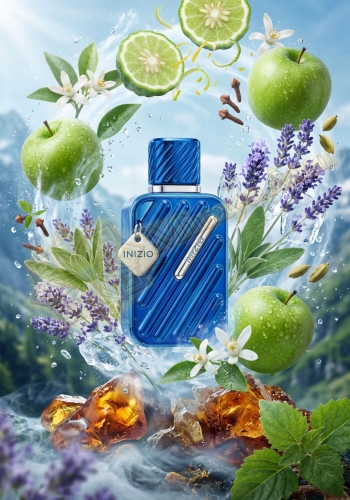 Odlewka Inizio for Him w Miraya Atar zachwyca rześką, aromatyczno-owocową kompozycją. Soczyste zielone jabłko, bergamotka i lawenda łączą się z szałwią, goździkami i białymi kwiatami na bazie z piżma, bursztynu oraz paczuli.