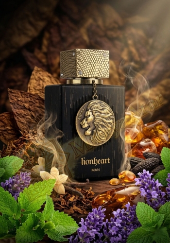 Odlewka Lionheart Man w Miraya Atar zachwyca głęboką, tytoniowo-balsamiczną kompozycją. Aromatyczna lawenda i mięta łączą się z ciepłym tytoniem i białymi kwiatami, opierając się na bogatej bazie z  z miodu, fasolki tonka i tytoniu.