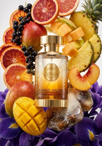 Odlewka Mango Jugoso jest dostępna w Miraya Atar i zachwyca soczystą, owocowo-tropikalną kompozycją. Słodkie mango, czerwona pomarańcza, grejpfrut i czarna porzeczka łączą się z melonem, ananasem i brzoskwinią na bazie z białego cukru, piżma oraz fiołka.
