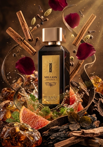 Odlewka La Uno Million Le Parfum w Miraya Atar zachwyca korzenno-drzewną kompozycją. Czerwona pomarańcza i mięta łączą się z cynamonem, goździkami i płatkami róż, opierając się na ciepłej bazie.