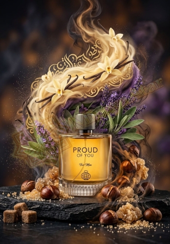 Odlewka Proud of You For Men w Miraya Atar zachwyca ciepłą, słodko-przyprawową kompozycją. Aromatyczna lawenda i szałwia łączą się z akordem pieczonych kasztanów oraz brązowego cukru, opierając się na głębokiej bazie z kremowej wanilii i dymu.