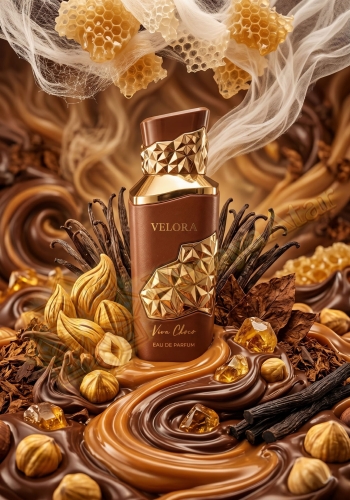 Odlewka Velora Viva Choco w Miraya Atar zachwyca niezwykle słodką, gourmand kompozycją. Kremowa czekolada, karmel i chrupki orzech laskowy łączą się z miodem, opierając się na głębokiej, ciepłej bazie z wanilii, ambry oraz liści tytoniu.