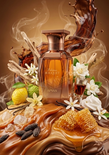 Odlewka Delicious Bouquet jest dostępna w Miraya Atar, zachwycając swoją głęboką kompozycją gourmand. Świeża cytryna i bergamotka łączą się z bukietem białych kwiatów, miodem i karmelem, na ciepłej bazie z wanilii, bobu tonka oraz piżma.